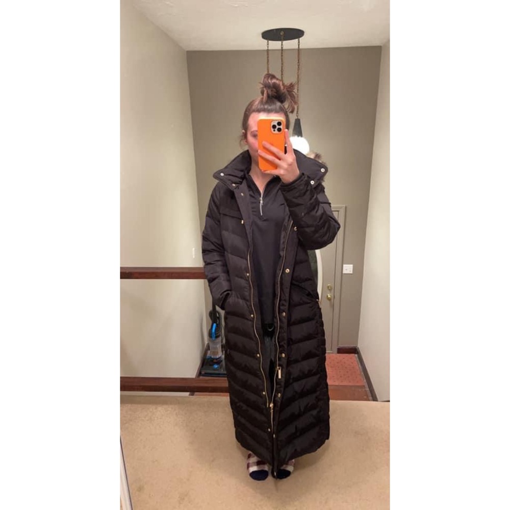 Michael Kors Black Extra Long Puffer Coat size Medium